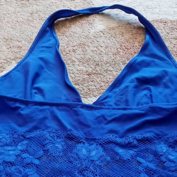 🎉JUST REDUCED🎉Victoria's Secret Violet-Blue Sheer Lace Floral Halter Chemise - Picture 11 of 14
